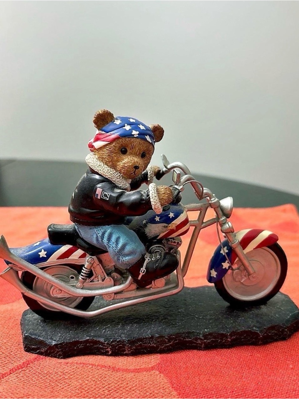 Hamilton Faithful Fuzzies Biker Bear Motorcycle Figurine - Bear to Be Wild